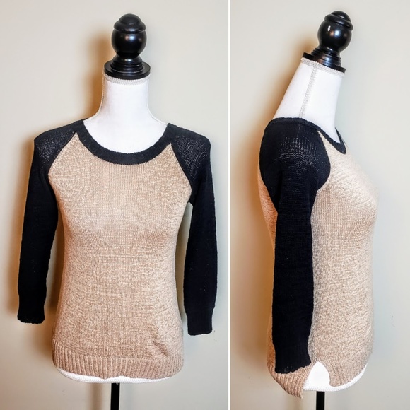 The Limited Sweaters - THE LIMITED Sweater, Tan Black Colorblock, XS